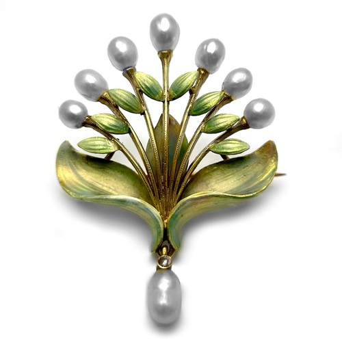 Jugendstil gold 750 email - gold,