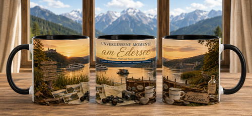 Edersee souvenir tasse - edersee, schwarz