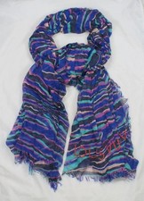 Louis Vuitton Stephen Sprouse Zebra Schal Kaschmir Seide Blau Jade Lila Selten