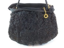 Persianer Echtpelz Muff Handtasche 40-50er ? schwarz vintage /15