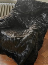 Wunderschöne große Webpelzdecke in Nerz-Optik, schwarz in top Zustand