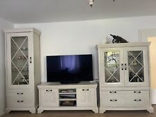 Vitrine 2 Stk und Sideboard Pinie weiß