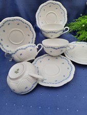 Schirnding Bavaria 4 x Ostfr. Teetassen Tasse m. U.T.  Weiß Blaue Blümchen Top 