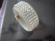 PEES RING SWAROVSKI KRISTALLE ALLOVER GR L HELLGRAU KAUTSCHUK wNEU SO CUTE