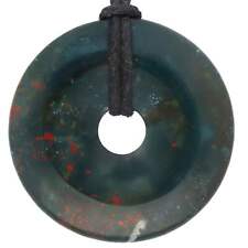 Heliotrop Donut 40 mm Anhänger mit Baumwollband | Edelsteinschmuck