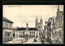 Magdeburg, Ortspartie am Alten Markt, Ansichtskarte 1908 