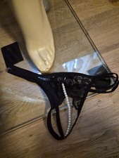 String Tanga Spitze Mit Perlen In Schwarz Größe S Neu