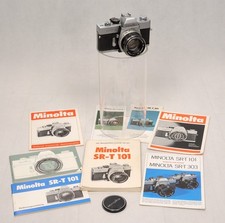 Minolta SRT-101 + Objektiv MC Rokkor PF 1.7 / 55 mm +Buch +Anleitung +Prospekte