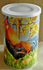 Runde Kaffeedose Sammeldose Huhn und Hahn Höhe ca. 13,5 cm