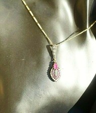 Collier Kette Trachten Hochzeit Rubin Peridot Gold  Art Deco Jugendstil  Antik