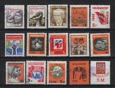 15 x 5,- Mark Werte  -  Fiskalmarken  FDGB Spendenmarken