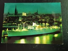 AK Hamburg Hafen Nacht MM Kreuzfahrtschiff Schiff Alte Ansichtskarte gelaufen 