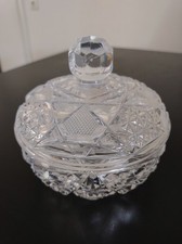 Kristall Glas Bonboniere /Zuckerdose Handschliff mit Deckel