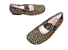 CAMPER BALLERINAS SLIPPER WOMAN SHOES  37 SCHWARZ BUNT BLUMEN  #10-3# WIE NEU !