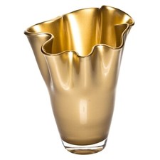 Vase Glas gewellt gold