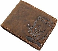 Büffel-Vollleder Geldbörse Geldbeutel Portemonnaie Wildschwein Motiv RFID Schutz