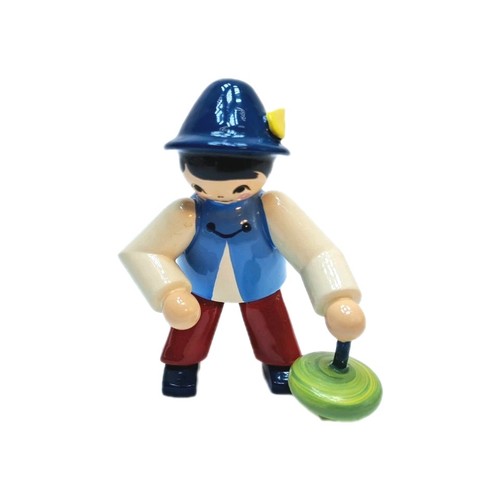 Kind mit kreisel 6cm - mit, lackiert