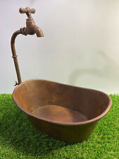 Wanne braun Blumentopf Kräutergarten Pflanzgefäß Shabby Metallwanne Vintage Gr.L