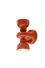 Wandleuchte Keramik E14 H: 25,5 cm Up Down Orange 2-flammig indirekte Wandlampe