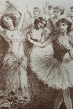 Original Lithographie LES DANSEUSES von Mesplès 1892 selten junge Mädchen Ball