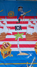 Kinderbettwäsche 129 x  200 cm mit Motiv Pirat Blau mit rot-weißen Streifen