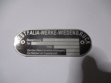 Typenschild Anhänger Zugdeichsel blanco westfalia oldtimer Schild S100