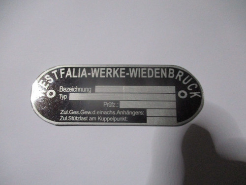 Typenschild anhänger - typenschild,