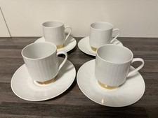 4 Kaffeetassen mit Untertassen Melitta Hamburg Goldrand 