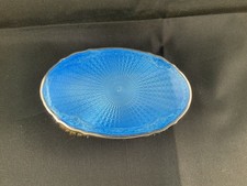 Antike Kleiderbürste aus Sterlingsilber und blauer Guilloche - gepunzt 1902