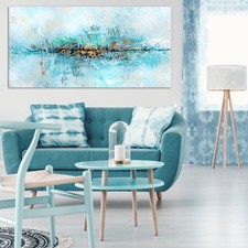 Kunst Modern Abstrakt  Blau VLIES LEINWAND DEKO BILDER WANDBILD XXL WOHNZIMMER