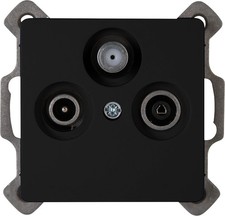 Kopp Paris Antennensteckdose 3Fach TV/RF Antennenabdeckung Rahmen Schwarz