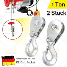 2x Umlenkrolle mit Kugellager & Haken 1000KG Für Seilzug Seilwinde Forst Zubehör