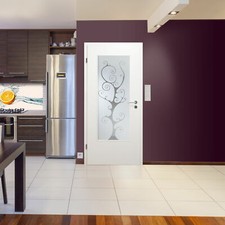 Glaseinsatz für Holztür, Klarglas, Sandstrahlung, Schmucksteine LAS-347-F2