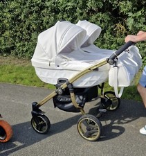 Zwillingskinderwagen Junama Dou Individual Weiß Gold
