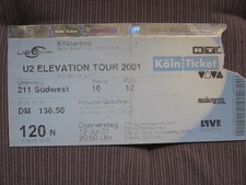 U2 Ticket Stub Köln / Cologne