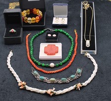 R5y9 Antike Koralle, 43 cm,Jade 46cm und Perlmut korallen 47 cm