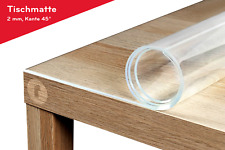 Tischmatte Tischschutz Folie transparent 2mm abgeschrägte Kante 45° Tischdecke 
