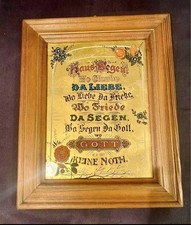 Hinterglasmalerei Alter Hausschutz Gebet Holzrahmen Inkl. Echtheits-Zertifikat