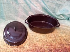  Alter emaille Bräter - BRATREINE - Bratenpfanne - Email - braun Nr.1