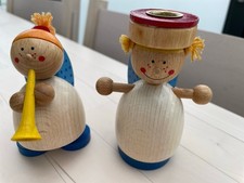 2 Süße Holz Engel von HABA für Jako-o Trompete / Kerze Orchester Rar Selten