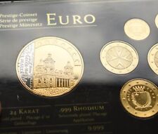 SELTENES MALTA EURO SET 2008 EURO MÜNZEN EXEMPLAR GOLD Rhodiniert Medaille