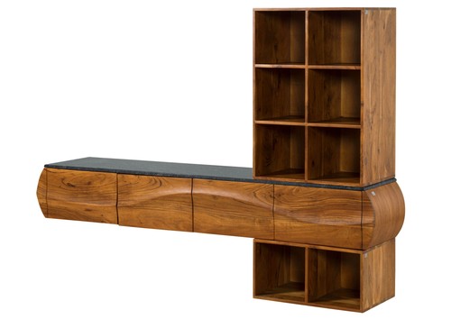 Wohnwand akazie 204x40x145 - wohnwand,