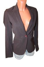 C&A Blazer S 36  braun Jacke Damensakko Business 1-Knopf Metallfaser Streifen