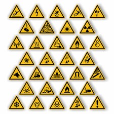 Warnzeichen Aufkleber nach DIN EN ISO 7010 W001 bis W041 Folie Hinweis Warnung