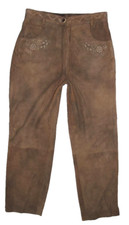lange Damen- Trachten- LEDERHOSE / Velours- Trachtenhose in braun ca. Gr. 38-40