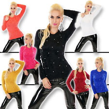Flausch Kuschel Pullover 36 38-40 mit Perlen Fell Strick Pulli