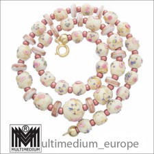 Rosa Murano Glas Halskette weiß glass necklace millefiori