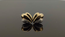 Ohrringe 585 / 14K Gelbgold, Diamanten Pavé gefasst, organische Form