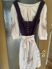 Damen Dirndl Retro mit Bluse und Schürze  heller Salzburger Trachten