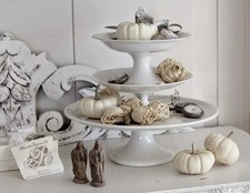 Alte Etagere TORTENPLATTE mit Fuß VINTAGE Shabby Chic Weiß antik KERAMIK 1935